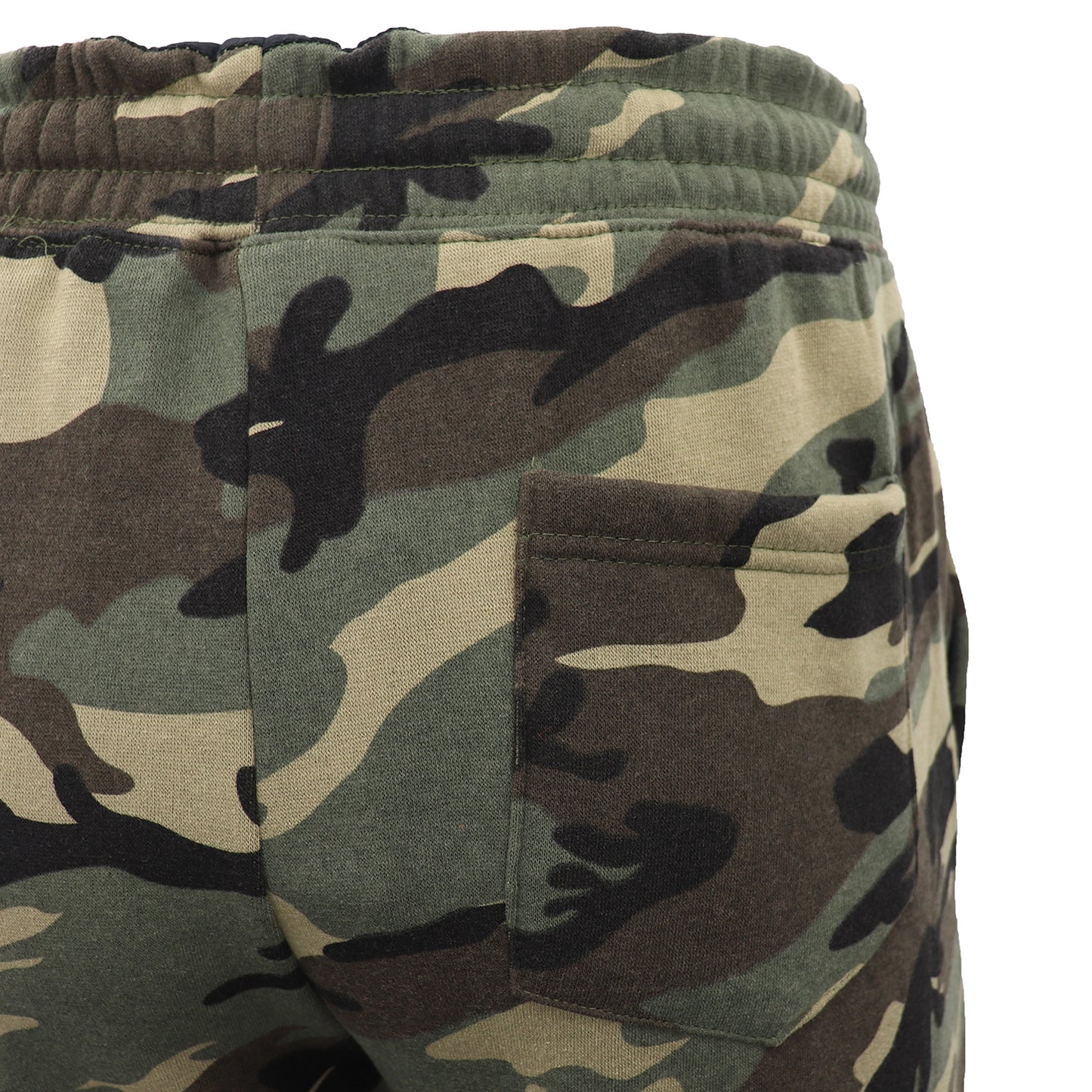 Men's Fleece Track Pants Military Camouflage Tactical Gym Trousers w Cuffed Hem, Green Camo, S V474-665772