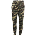 Men's Fleece Track Pants Military Camouflage Tactical Gym Trousers w Cuffed Hem, Green Camo, 2XL
