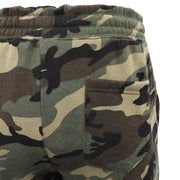 Men's Fleece Track Pants Military Camouflage Tactical Gym Trousers w Cuffed Hem, Green Camo, 2XL
