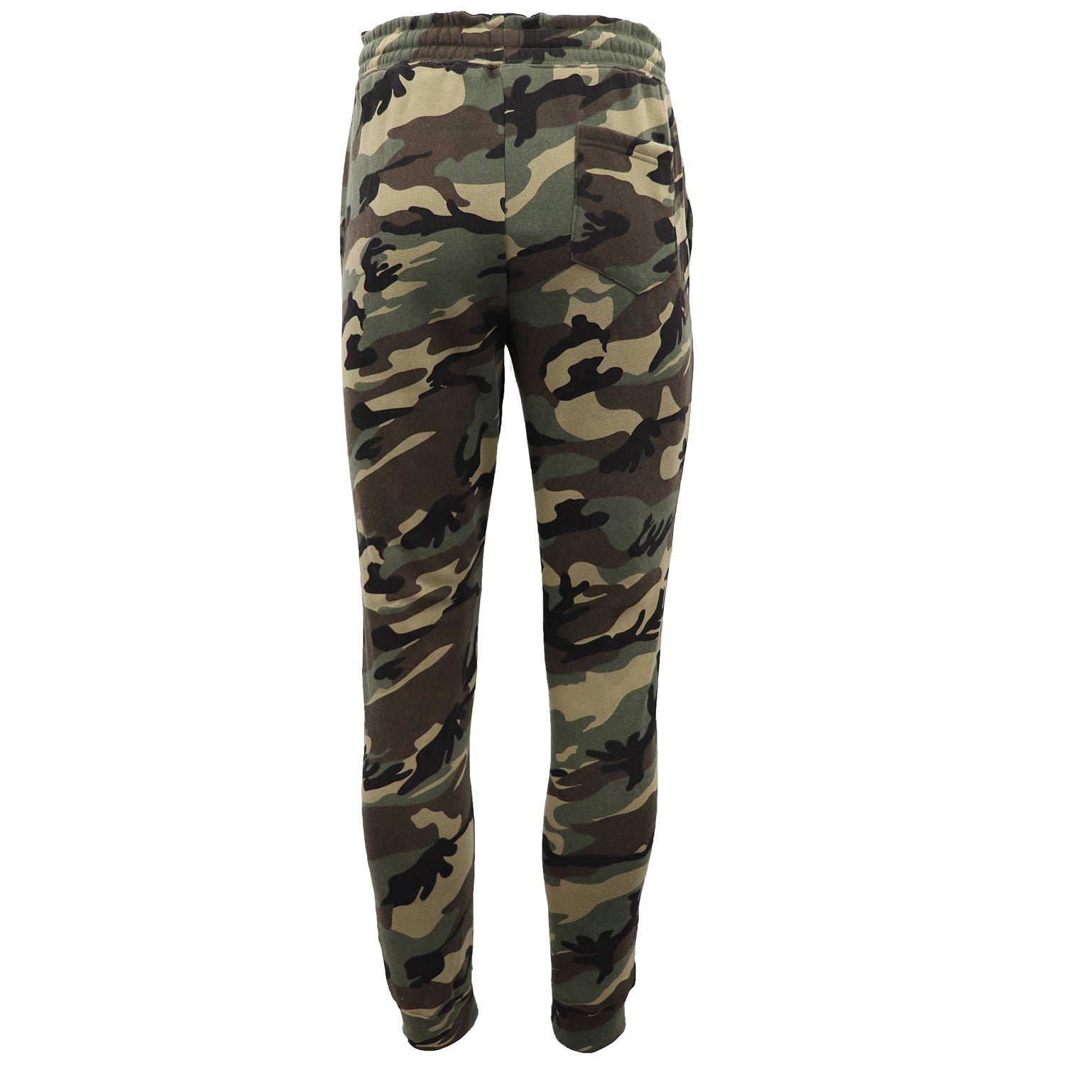 Men's Fleece Track Pants Military Camouflage Tactical Gym Trousers w Cuffed Hem, Green Camo, 3XL