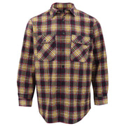 Men's 100% Cotton Flannelette Shirt Long Sleeve Plaid Check Flannel w Pockets, Golden Horizon Plaid, S