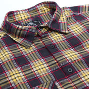 Men's 100% Cotton Flannelette Shirt Long Sleeve Plaid Check Flannel w Pockets, Golden Horizon Plaid, M