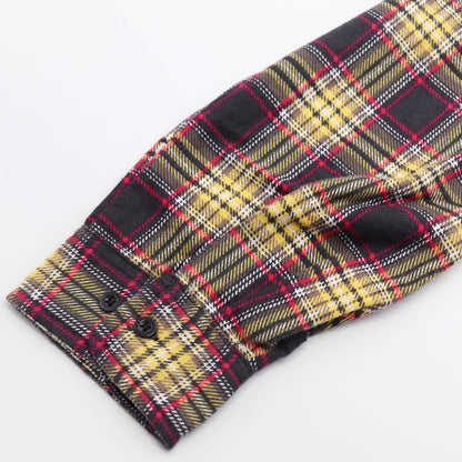 Men's 100% Cotton Flannelette Shirt Long Sleeve Plaid Check Flannel w Pockets, Golden Horizon Plaid, M V474-666552