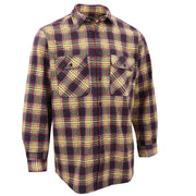 Men's 100% Cotton Flannelette Shirt Long Sleeve Plaid Check Flannel w Pockets, Golden Horizon Plaid, L