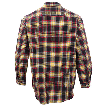 Men's 100% Cotton Flannelette Shirt Long Sleeve Plaid Check Flannel w Pockets, Golden Horizon Plaid, XL V474-666554