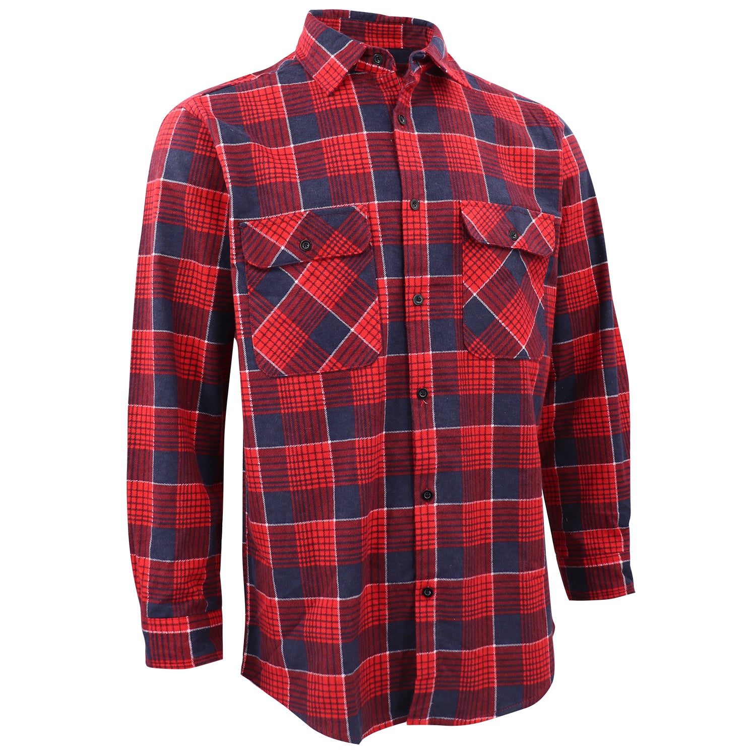 Men's 100% Cotton Flannelette Shirt Long Sleeve Plaid Check Flannel w Pockets, Crimson Tide Plaid, L