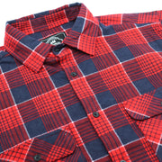 Men's 100% Cotton Flannelette Shirt Long Sleeve Plaid Check Flannel w Pockets, Crimson Tide Plaid, L