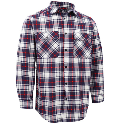 Men's 100% Cotton Flannelette Shirt Long Sleeve Plaid Check Flannel w Pockets, Snowfall Navy Plaid, S V474-666563