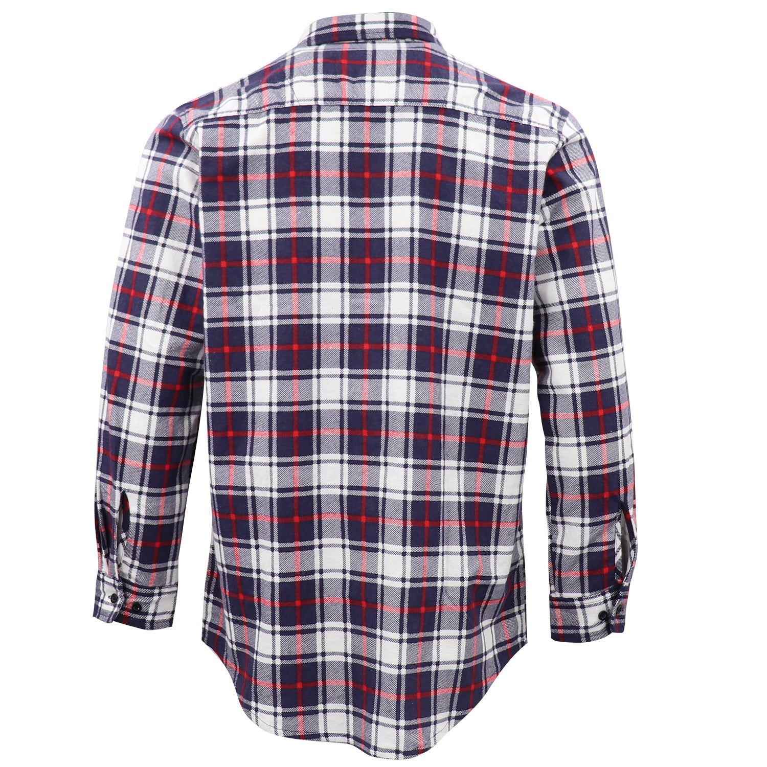 Men's 100% Cotton Flannelette Shirt Long Sleeve Plaid Check Flannel w Pockets, Snowfall Navy Plaid, S