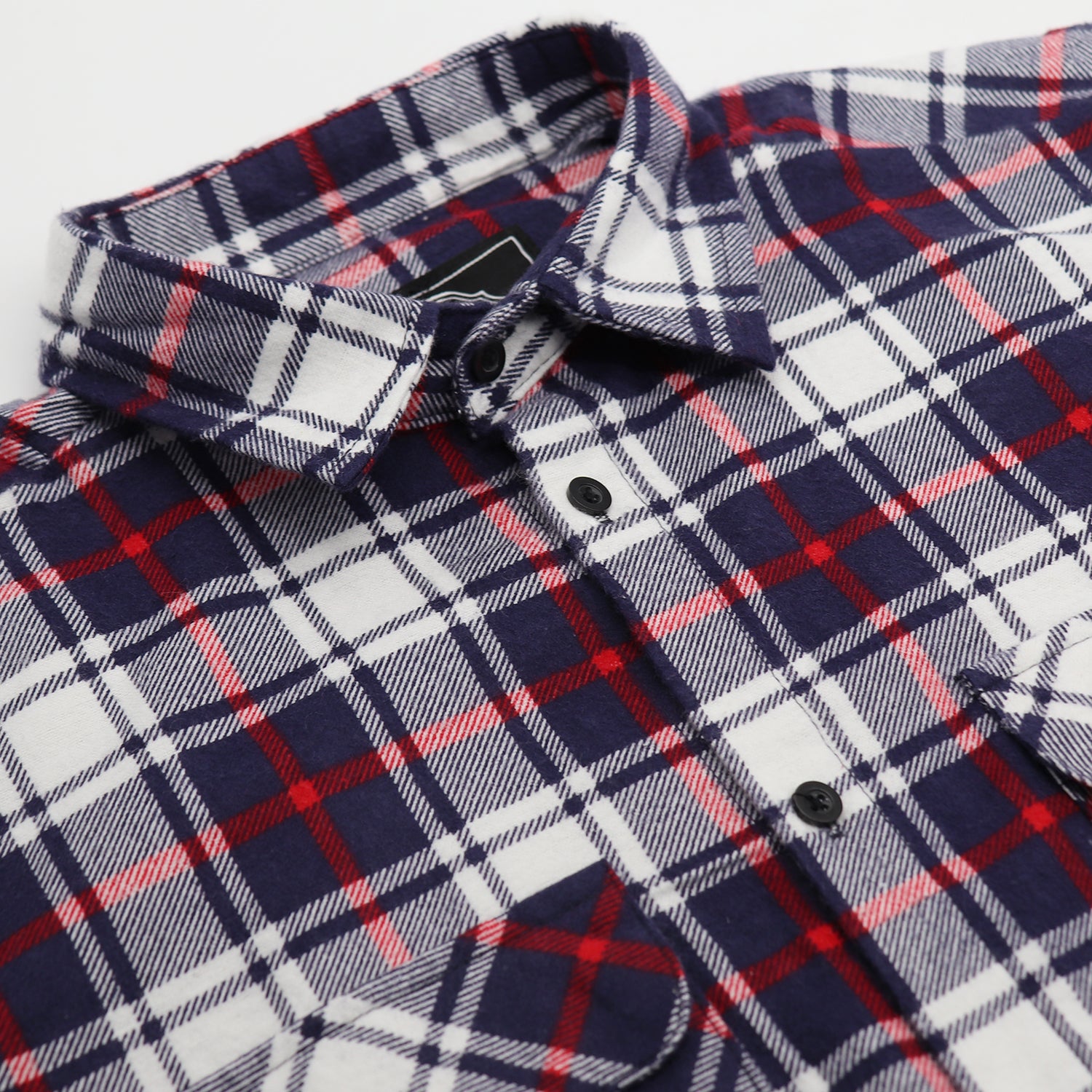 Men's 100% Cotton Flannelette Shirt Long Sleeve Plaid Check Flannel w Pockets, Snowfall Navy Plaid, S