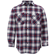 Men's 100% Cotton Flannelette Shirt Long Sleeve Plaid Check Flannel w Pockets, Snowfall Navy Plaid, L