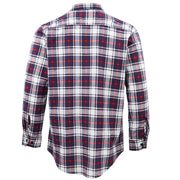 Men's 100% Cotton Flannelette Shirt Long Sleeve Plaid Check Flannel w Pockets, Snowfall Navy Plaid, L