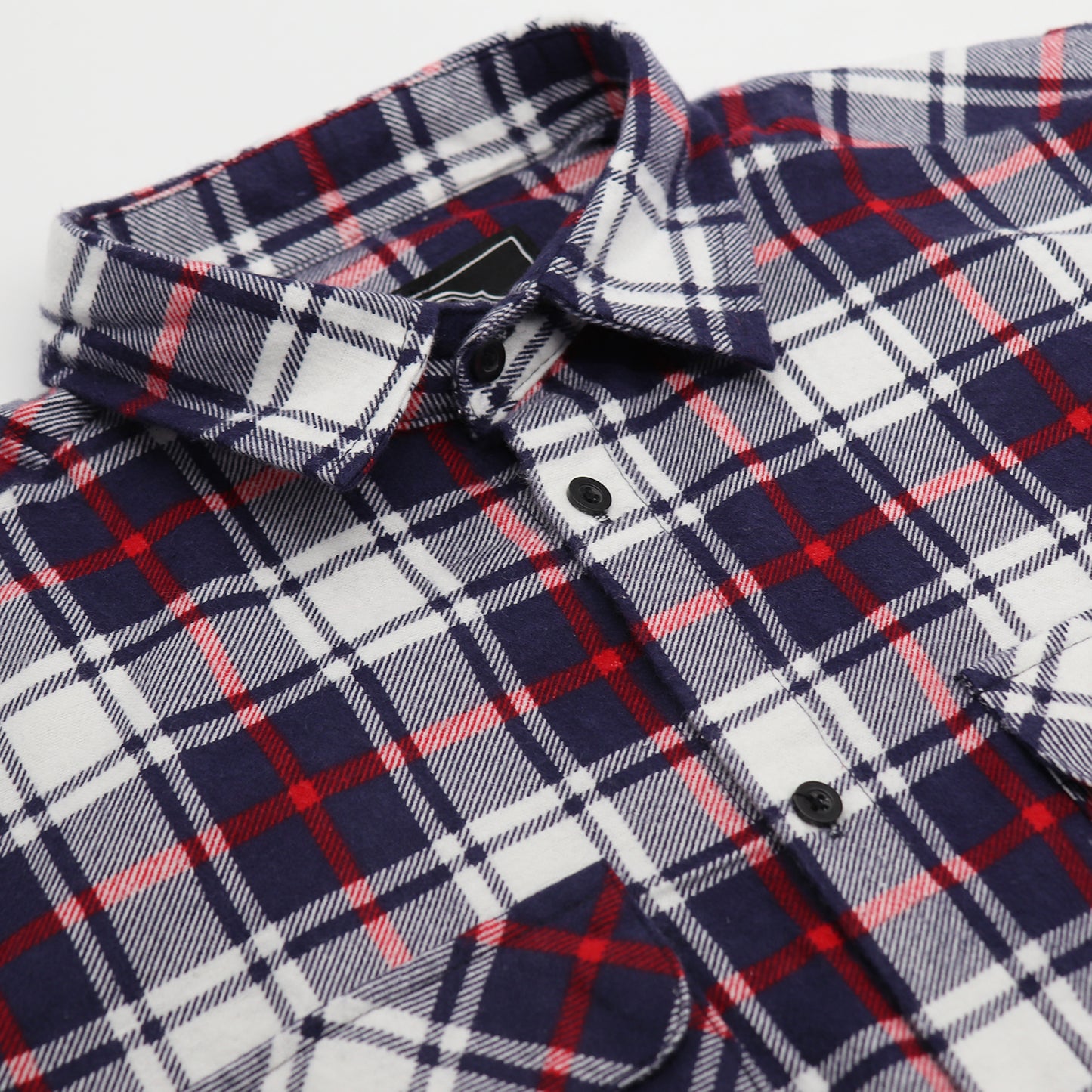 Men's 100% Cotton Flannelette Shirt Long Sleeve Plaid Check Flannel w Pockets, Snowfall Navy Plaid, L V474-666565