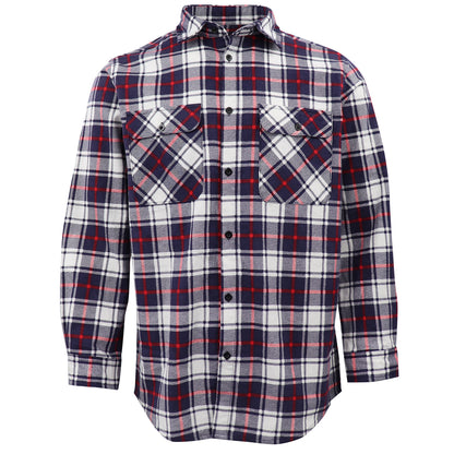 Men's 100% Cotton Flannelette Shirt Long Sleeve Plaid Check Flannel w Pockets, Snowfall Navy Plaid, 2XL V474-666567