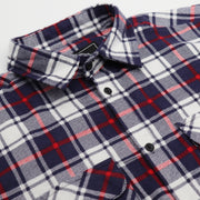 Men's 100% Cotton Flannelette Shirt Long Sleeve Plaid Check Flannel w Pockets, Snowfall Navy Plaid, 2XL
