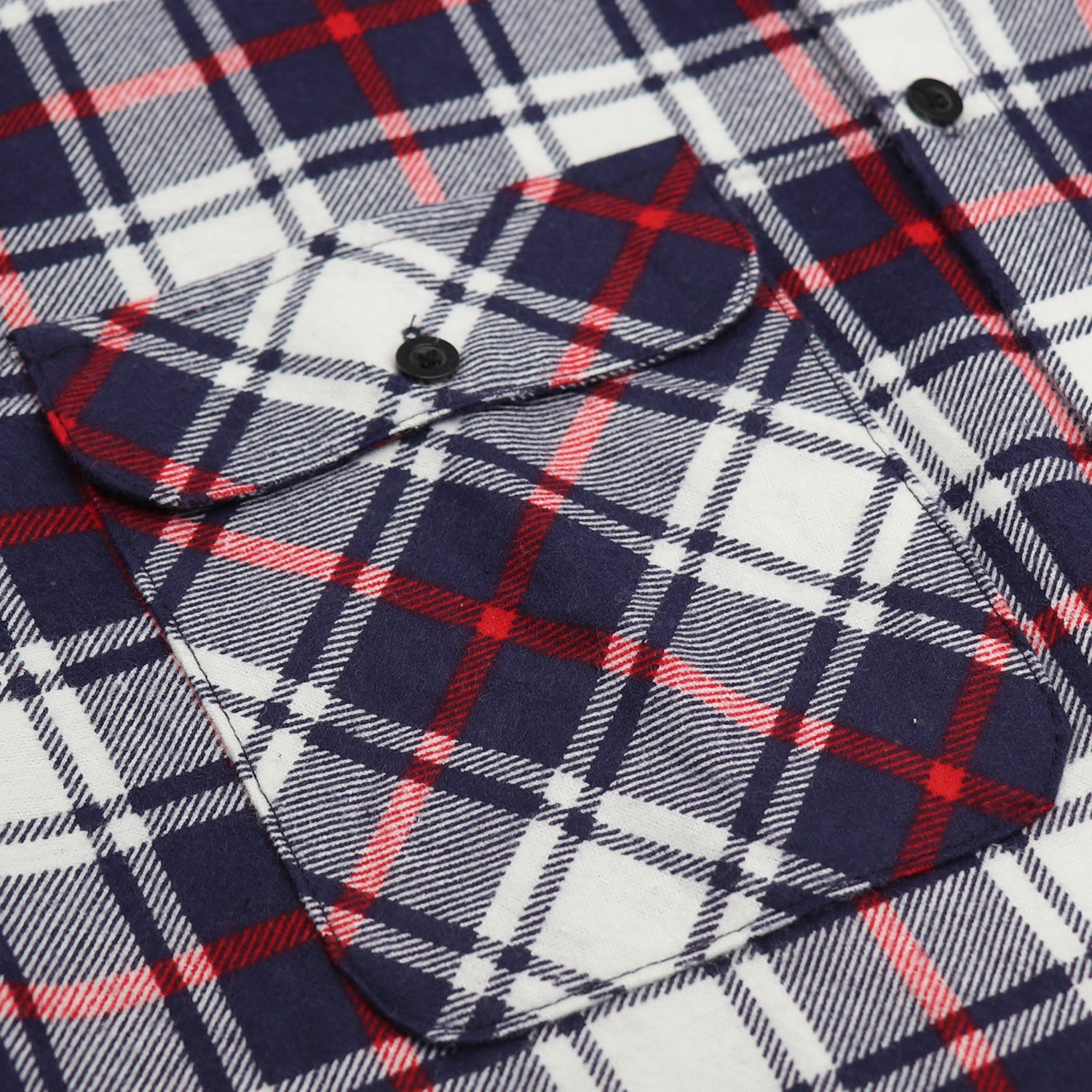 Men's 100% Cotton Flannelette Shirt Long Sleeve Plaid Check Flannel w Pockets, Snowfall Navy Plaid, 2XL