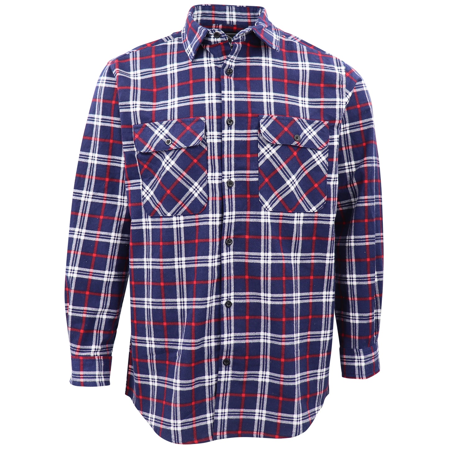 Men's 100% Cotton Flannelette Shirt Long Sleeve Plaid Check Flannel w Pockets, Patriot Navy Plaid, M V474-666570