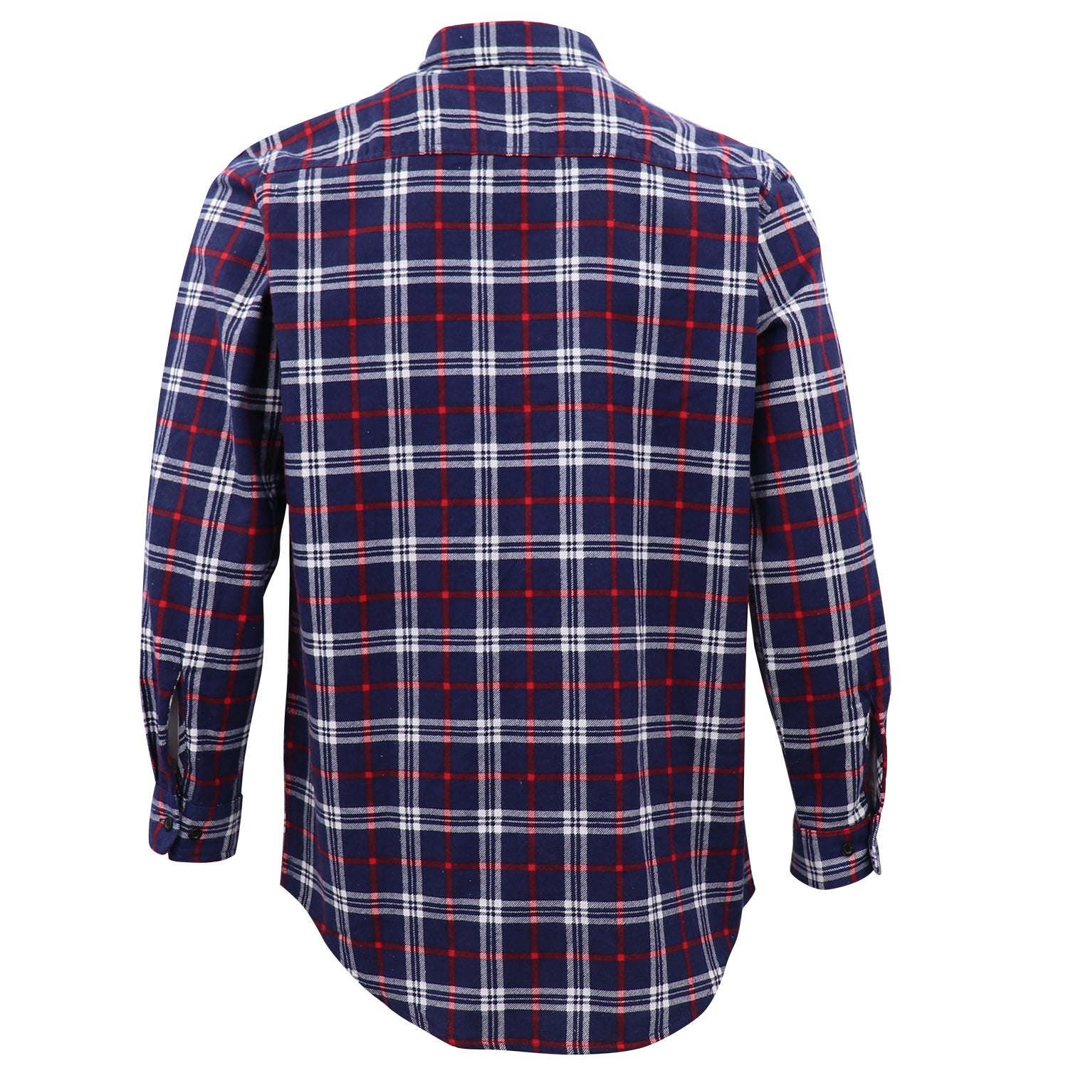 Men's 100% Cotton Flannelette Shirt Long Sleeve Plaid Check Flannel w Pockets, Patriot Navy Plaid, M