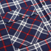 Men's 100% Cotton Flannelette Shirt Long Sleeve Plaid Check Flannel w Pockets, Patriot Navy Plaid, M