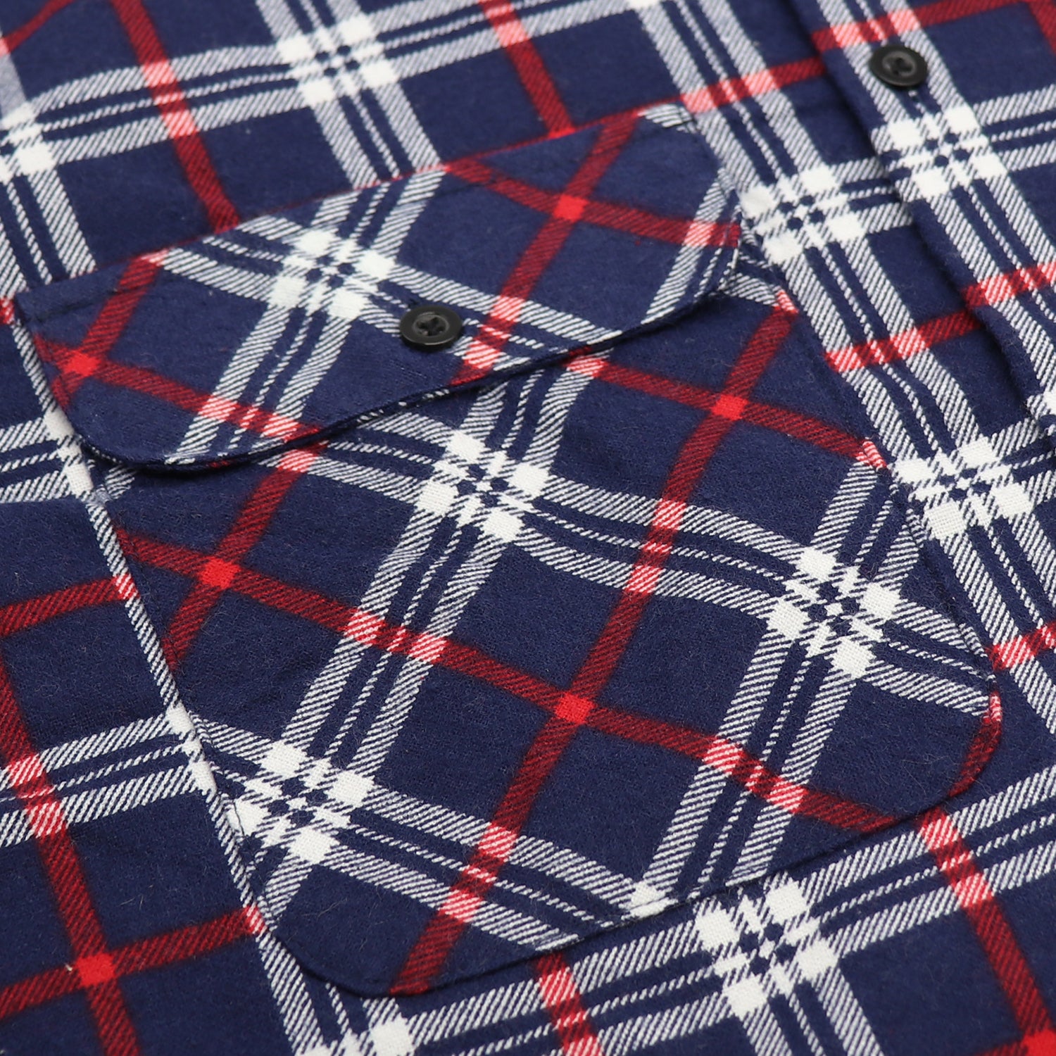 Men's 100% Cotton Flannelette Shirt Long Sleeve Plaid Check Flannel w Pockets, Patriot Navy Plaid, M