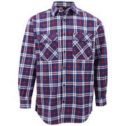 Men's 100% Cotton Flannelette Shirt Long Sleeve Plaid Check Flannel w Pockets, Patriot Navy Plaid, L