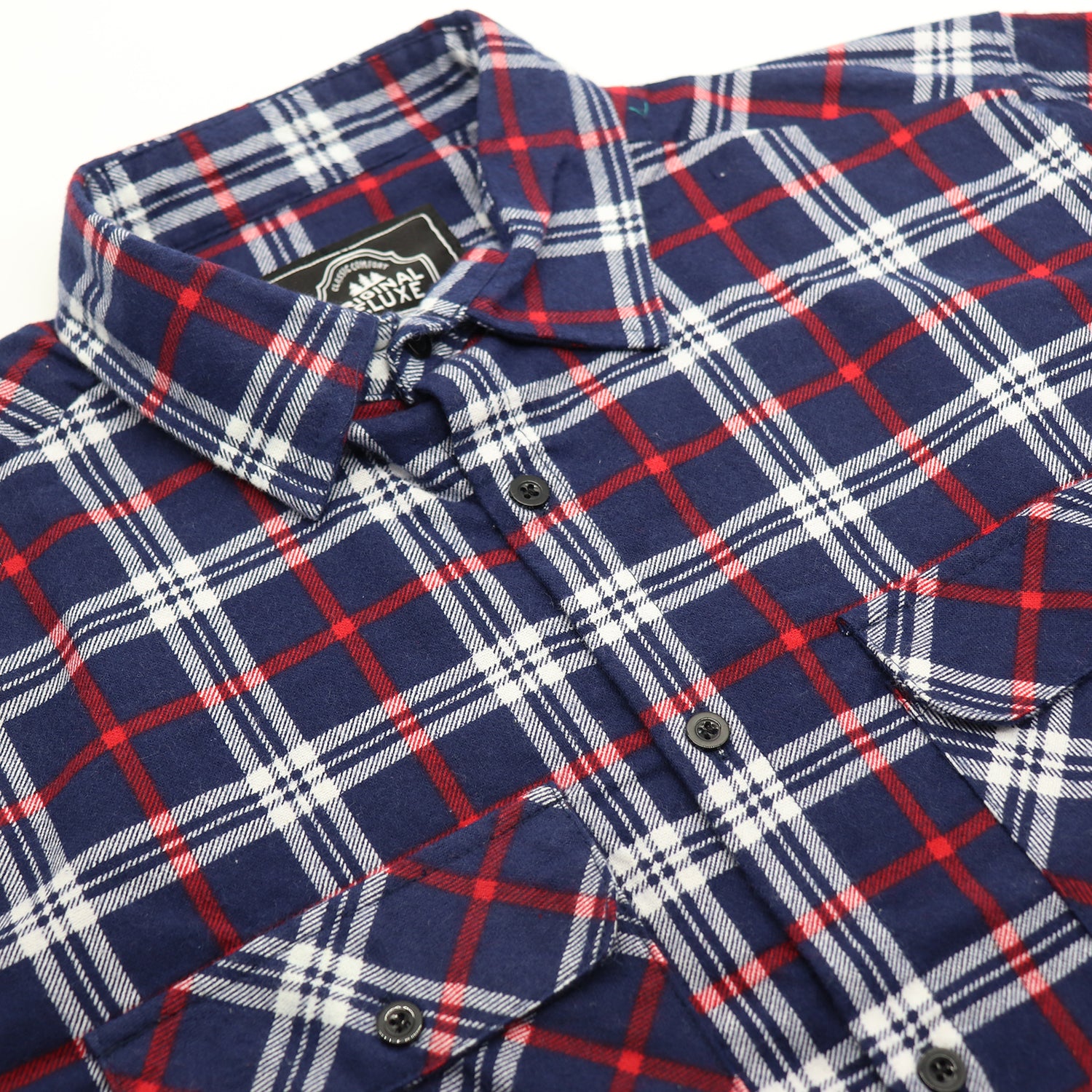 Men's 100% Cotton Flannelette Shirt Long Sleeve Plaid Check Flannel w Pockets, Patriot Navy Plaid, XL
