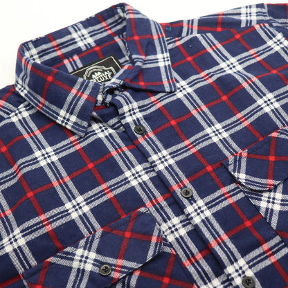 Men's 100% Cotton Flannelette Shirt Long Sleeve Plaid Check Flannel w Pockets, Patriot Navy Plaid, XL V474-666572