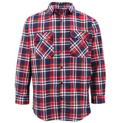 Men's 100% Cotton Flannelette Shirt Long Sleeve Plaid Check Flannel w Pockets, Heritage Red Plaid, S V474-666575