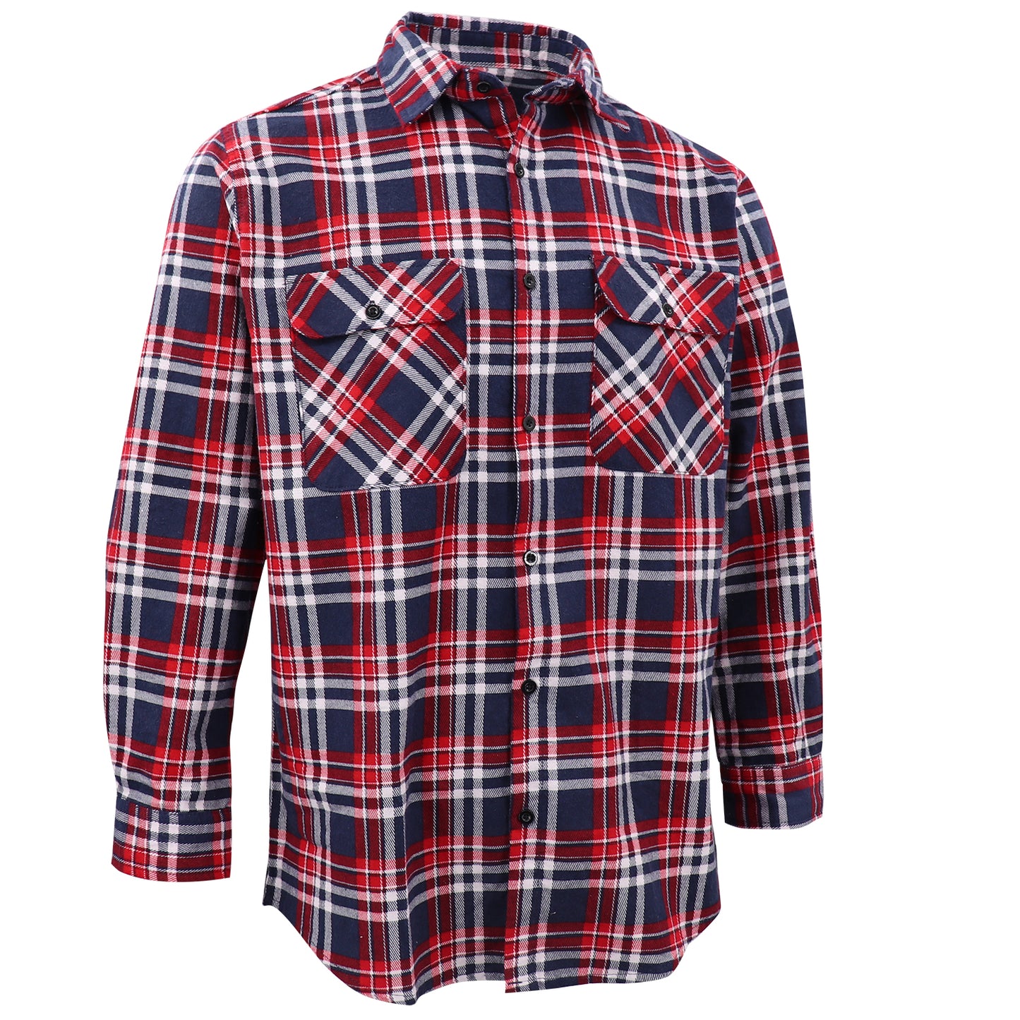 Men's 100% Cotton Flannelette Shirt Long Sleeve Plaid Check Flannel w Pockets, Heritage Red Plaid, L V474-666577