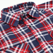 Men's 100% Cotton Flannelette Shirt Long Sleeve Plaid Check Flannel w Pockets, Heritage Red Plaid, L