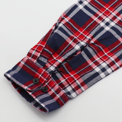 Men's 100% Cotton Flannelette Shirt Long Sleeve Plaid Check Flannel w Pockets, Heritage Red Plaid, L V474-666577