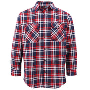 Men's 100% Cotton Flannelette Shirt Long Sleeve Plaid Check Flannel w Pockets, Heritage Red Plaid, XL