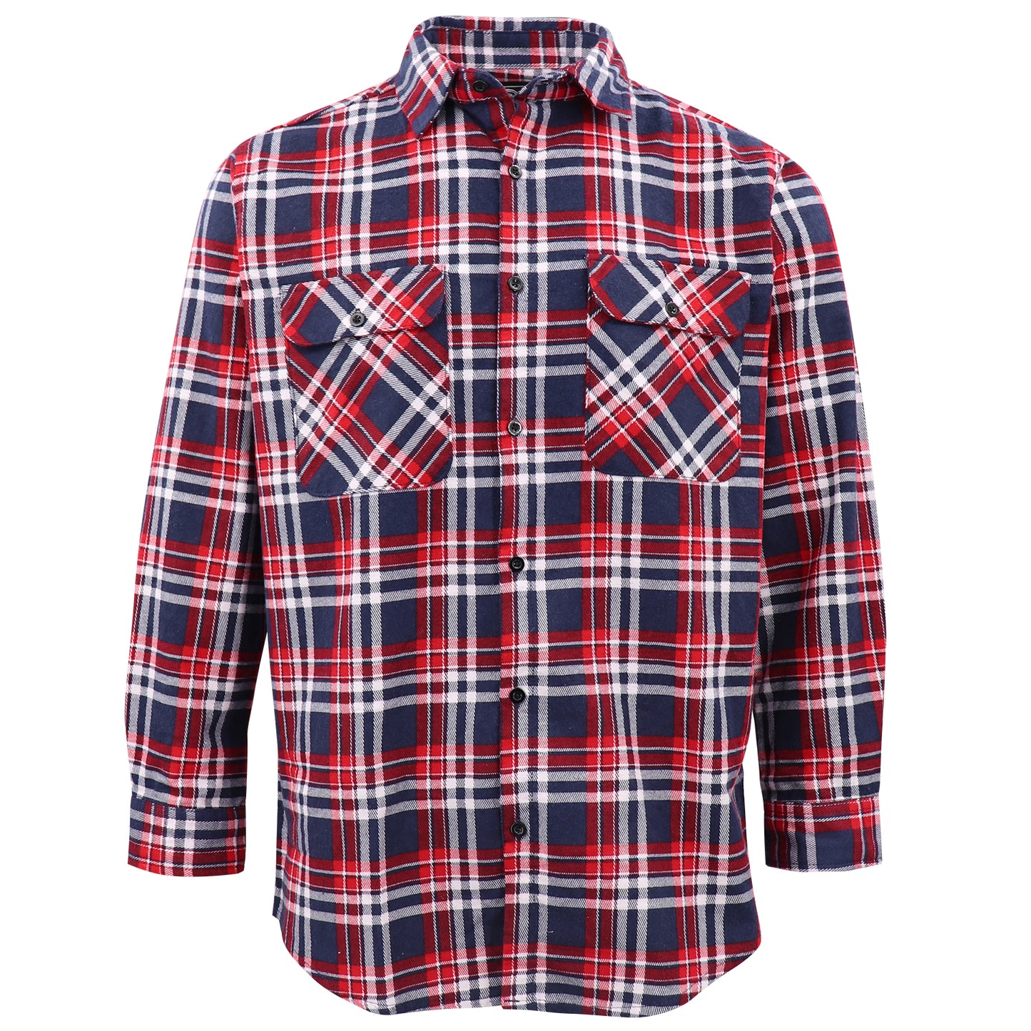 Men's 100% Cotton Flannelette Shirt Long Sleeve Plaid Check Flannel w Pockets, Heritage Red Plaid, XL V474-666578