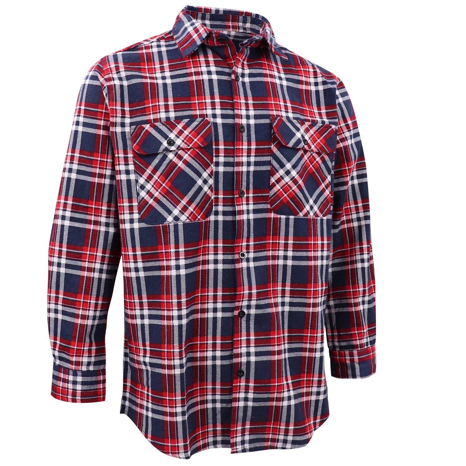 Men's 100% Cotton Flannelette Shirt Long Sleeve Plaid Check Flannel w Pockets, Heritage Red Plaid, 2XL