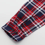 Men's 100% Cotton Flannelette Shirt Long Sleeve Plaid Check Flannel w Pockets, Heritage Red Plaid, 2XL