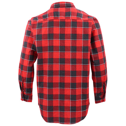 Men's 100% Cotton Flannelette Shirt Long Sleeve Plaid Check Flannel w Pockets, Lumberjack Red Buffalo Plaid, S V474-666581