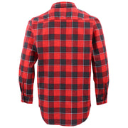 Men's 100% Cotton Flannelette Shirt Long Sleeve Plaid Check Flannel w Pockets, Lumberjack Red Buffalo Plaid, L