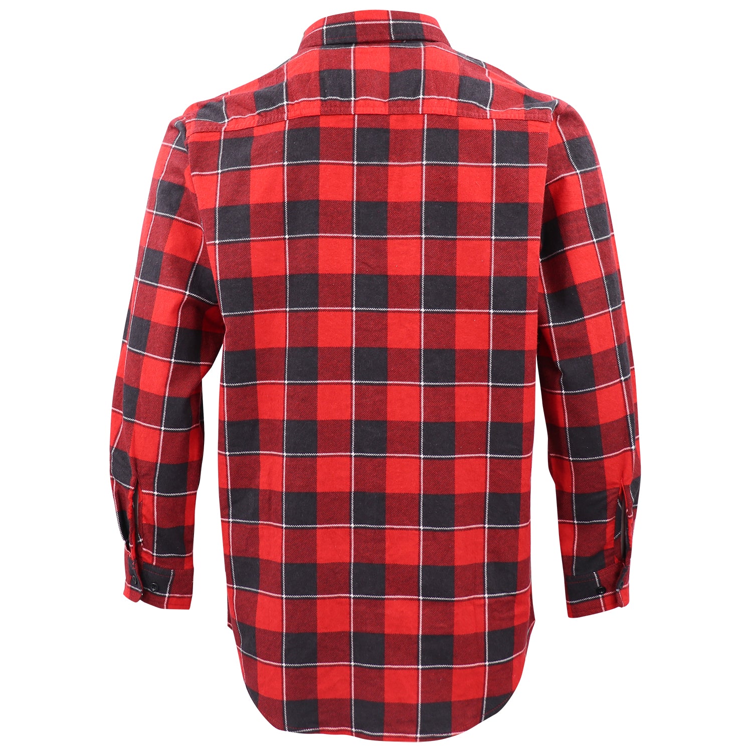 Men's 100% Cotton Flannelette Shirt Long Sleeve Plaid Check Flannel w Pockets, Lumberjack Red Buffalo Plaid, L