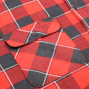 Men's 100% Cotton Flannelette Shirt Long Sleeve Plaid Check Flannel w Pockets, Lumberjack Red Buffalo Plaid, L