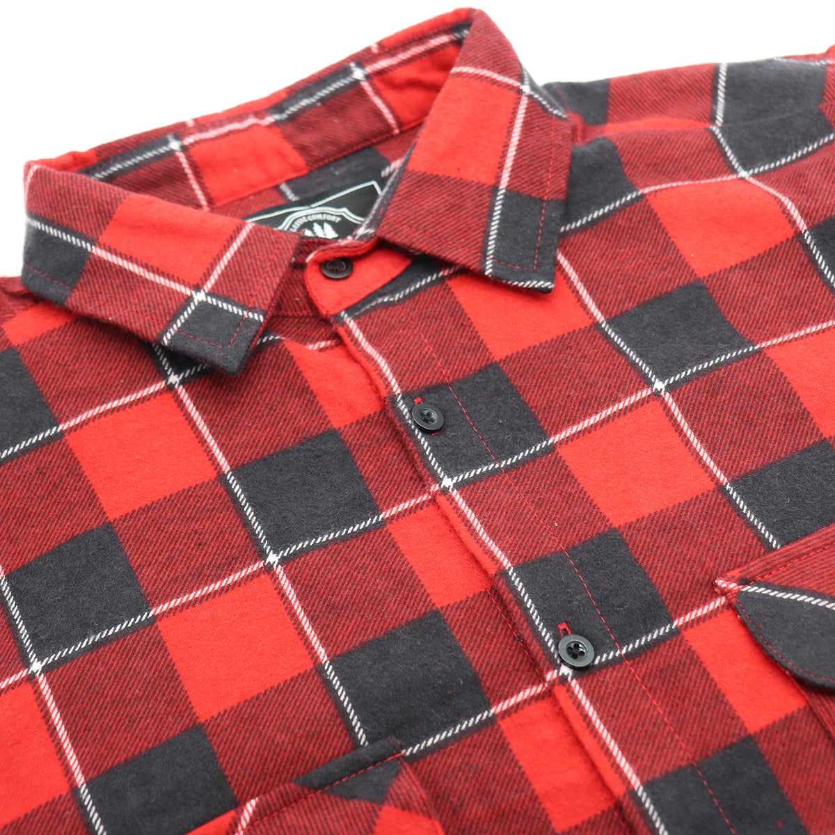 Men's 100% Cotton Flannelette Shirt Long Sleeve Plaid Check Flannel w Pockets, Lumberjack Red Buffalo Plaid, 2XL