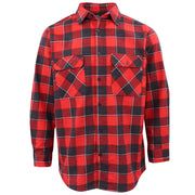 Men's 100% Cotton Flannelette Shirt Long Sleeve Plaid Check Flannel w Pockets, Lumberjack Red Buffalo Plaid, 3XL