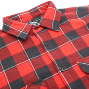 Men's 100% Cotton Flannelette Shirt Long Sleeve Plaid Check Flannel w Pockets, Lumberjack Red Buffalo Plaid, 3XL