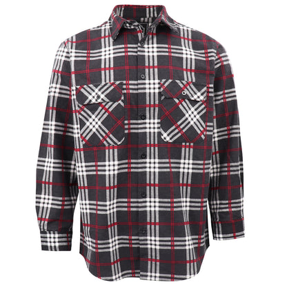 Men's 100% Cotton Flannelette Shirt Long Sleeve Plaid Check Flannel w Pockets, Shadow Glen Plaid, L V474-666589