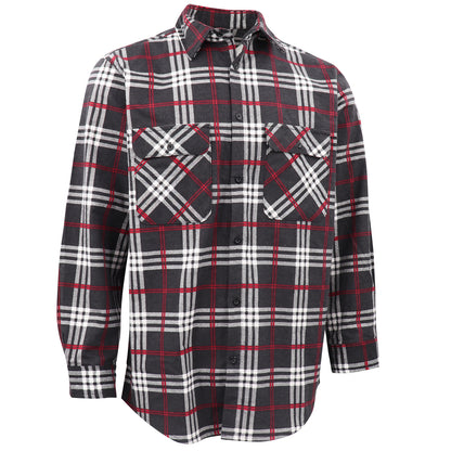 Men's 100% Cotton Flannelette Shirt Long Sleeve Plaid Check Flannel w Pockets, Shadow Glen Plaid, 2XL V474-666591