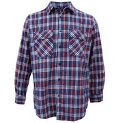 Men's 100% Cotton Flannelette Shirt Long Sleeve Plaid Check Flannel w Pockets, Patriot Blue Plaid, L