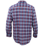 Men's 100% Cotton Flannelette Shirt Long Sleeve Plaid Check Flannel w Pockets, Patriot Blue Plaid, L