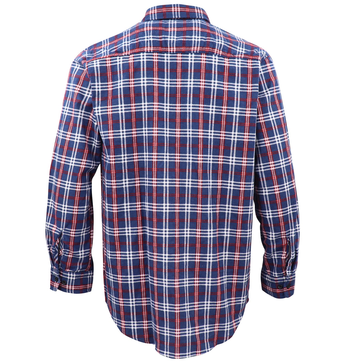 Men's 100% Cotton Flannelette Shirt Long Sleeve Plaid Check Flannel w Pockets, Patriot Blue Plaid, L