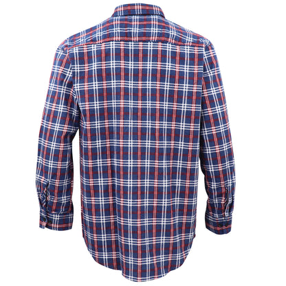 Men's 100% Cotton Flannelette Shirt Long Sleeve Plaid Check Flannel w Pockets, Patriot Blue Plaid, L V474-666601