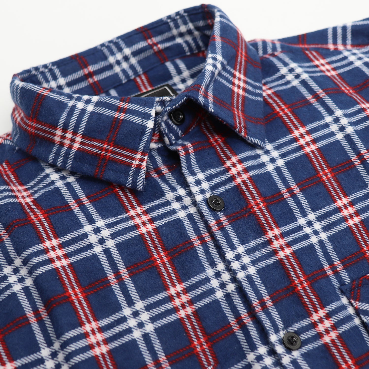 Men's 100% Cotton Flannelette Shirt Long Sleeve Plaid Check Flannel w Pockets, Patriot Blue Plaid, L