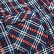 Men's 100% Cotton Flannelette Shirt Long Sleeve Plaid Check Flannel w Pockets, Patriot Blue Plaid, L